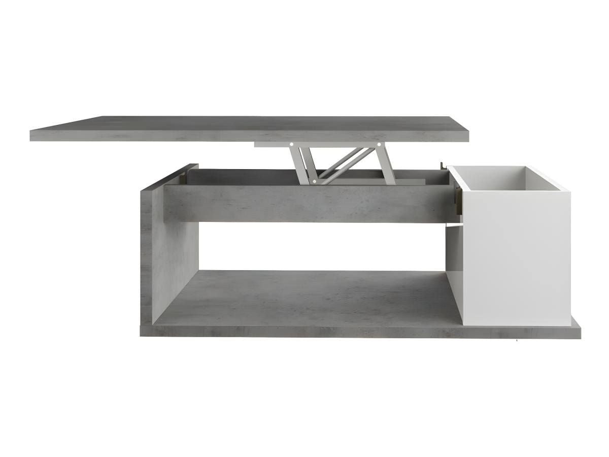 DESPACITO lift-top coffee table with storage compartment, concrete effect and