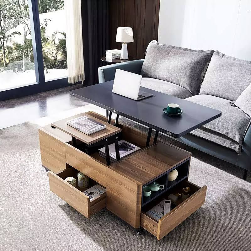 Lift-top coffee table with 3 drawers