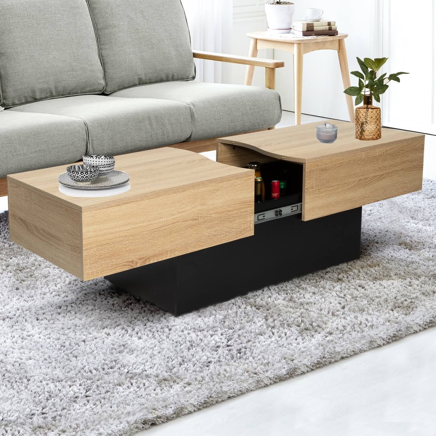 idmarket Marta Rectangular Sliding Coffee Table