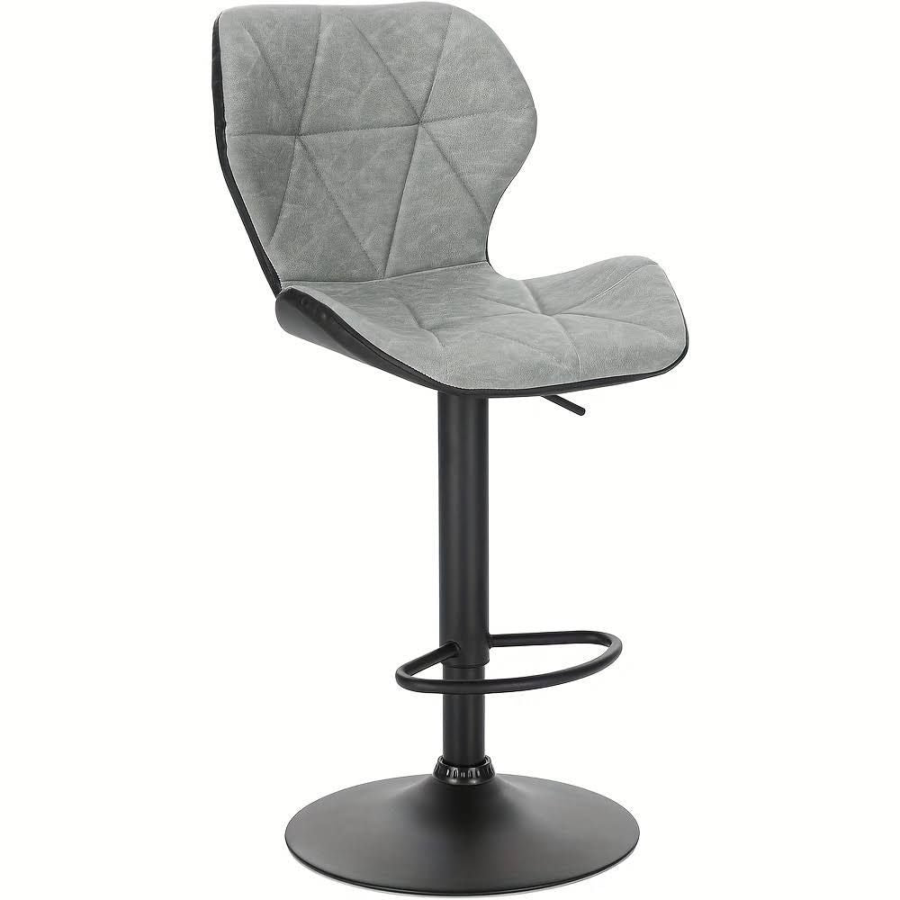 1 modern swivel bar stool with adjustable height, backrest, faux leather seat, metal frame, round shape - Counter chair
