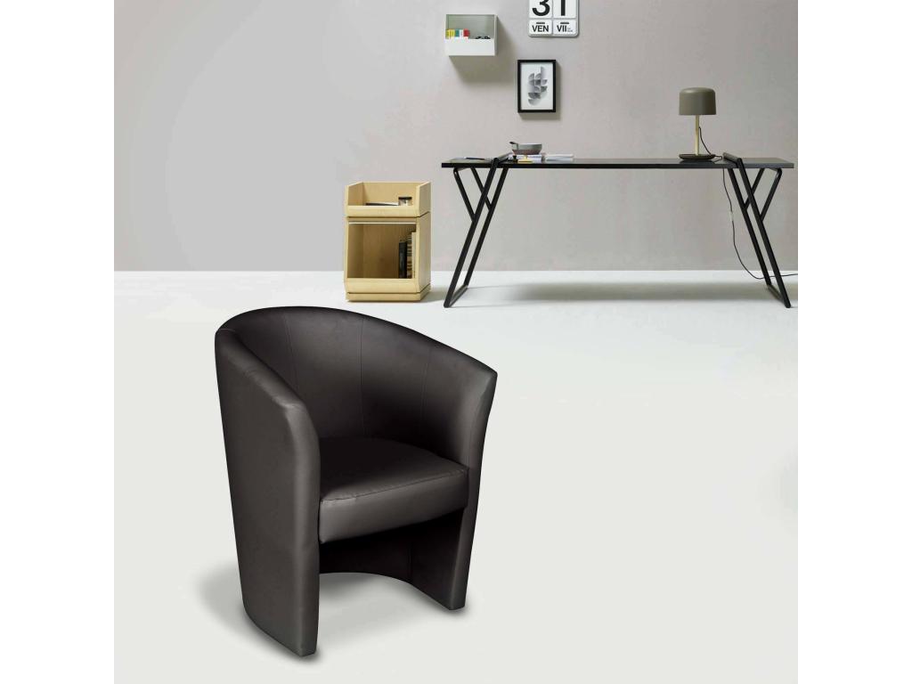 Cosavio Armchair, Lounge Chair, Upholstered Seat, Chair with Eco-Leather Armrests, 64x63h76 cm, Black
