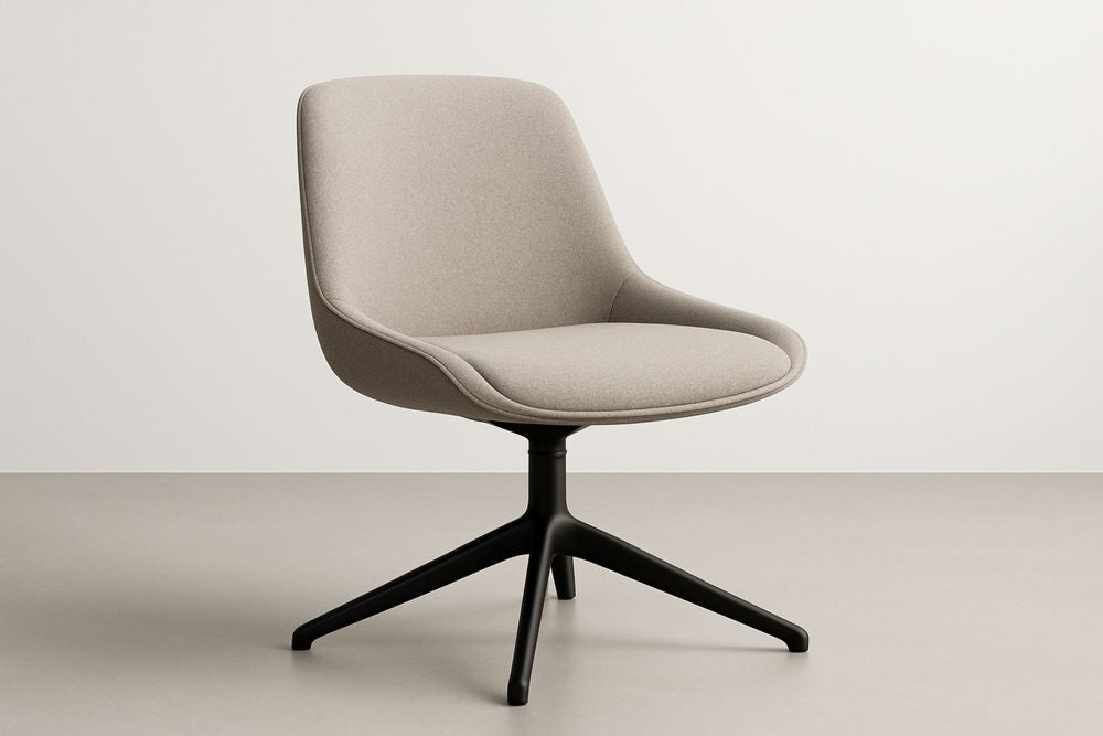 Swivel office chair in black polyester fabric, 80 cm high