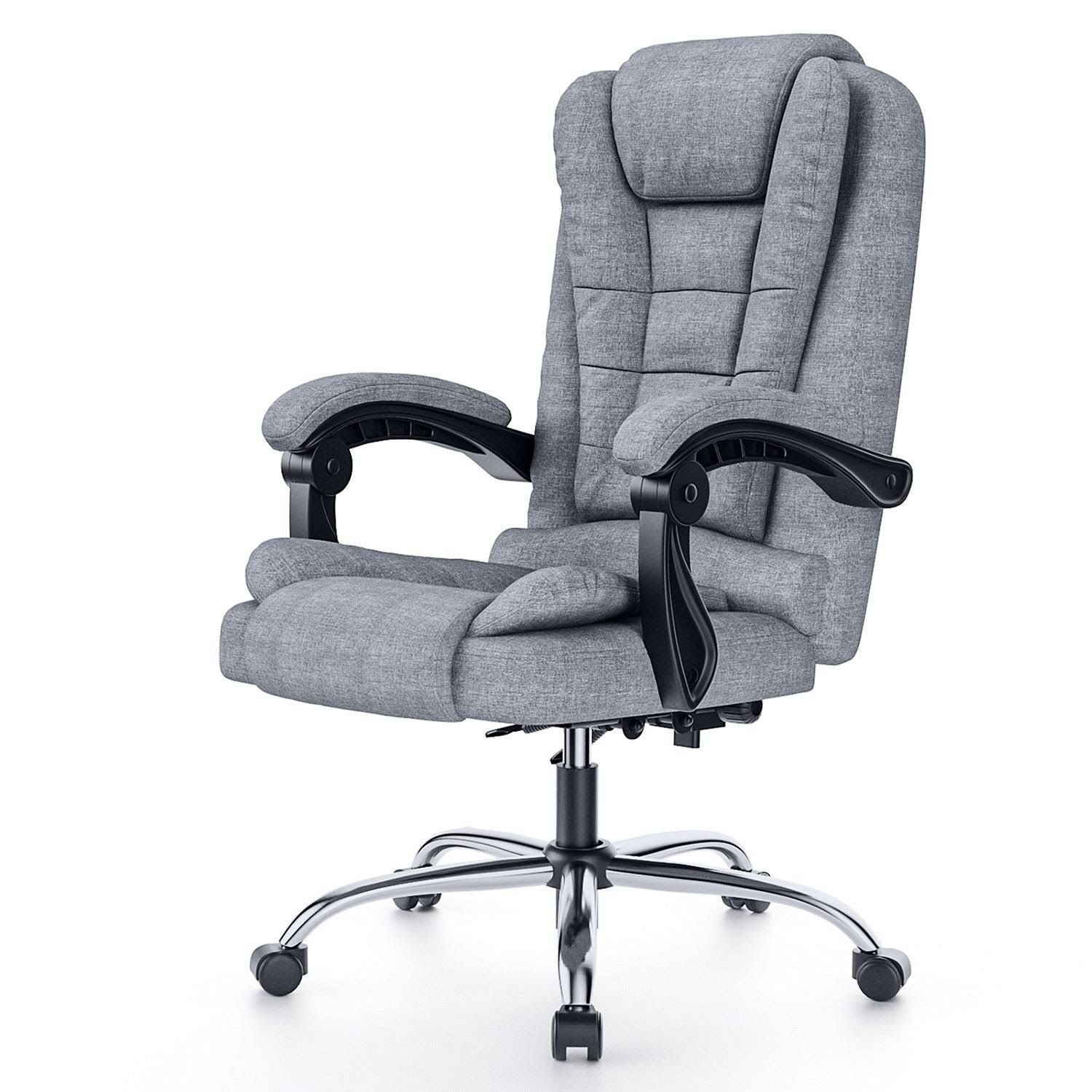 Ergonomic office chair in high-quality leather with tilt function for home office, Grey