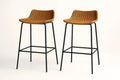 Set of 2 Bar Stools in Woven Resin and Black Metal