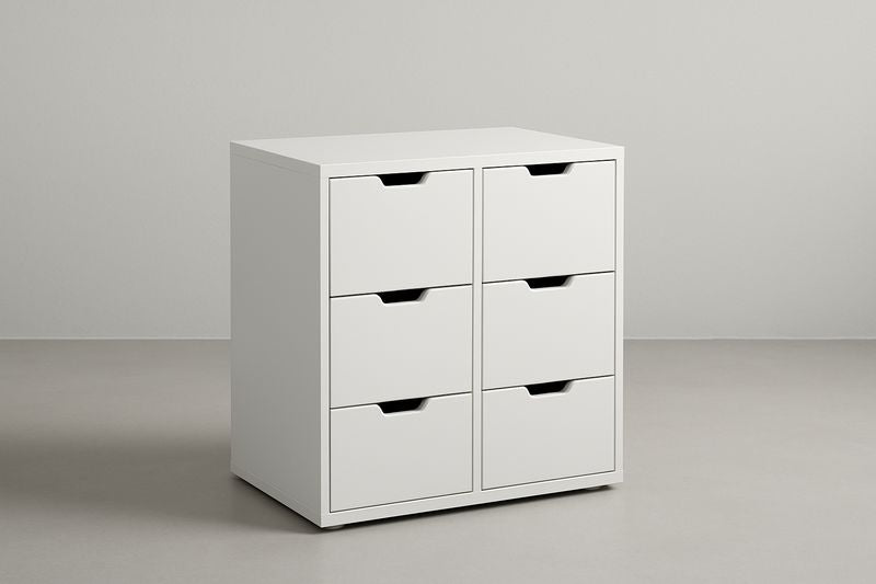 6-drawer chest of drawers in white wood
