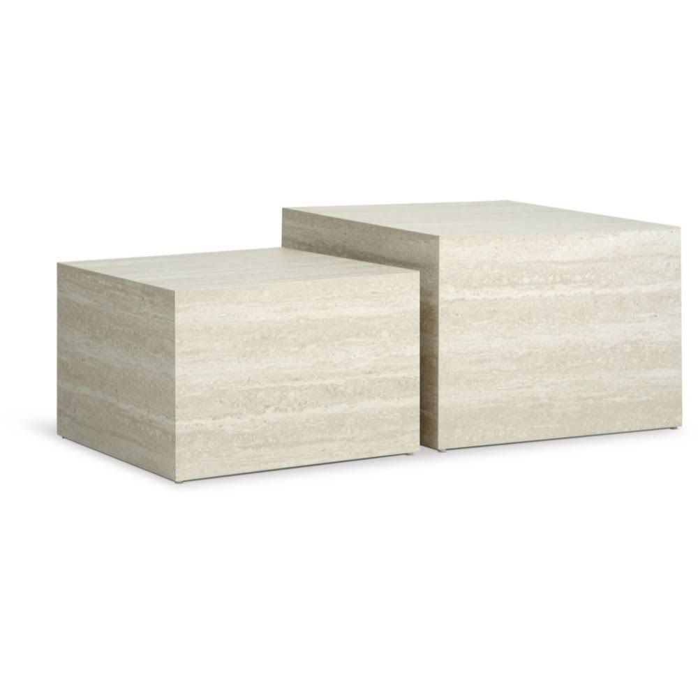 JYSK ROLSTED coffee table 58x58/50x50 travertine color 2pcs