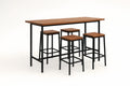 Table and stools set in wood and metal, brown/black