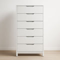 White MDF wood chest of drawers with 6 drawers, 80x40x120 cm