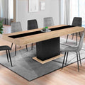 ID Market Extendable Rectangular Dining Table Eden 6-10 Person Wood and Black with Black Central Stripe 160-200 cm