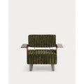 the masie Reclining Armchair with Wooden Armrests and 70s Furry Green Fabric Nori